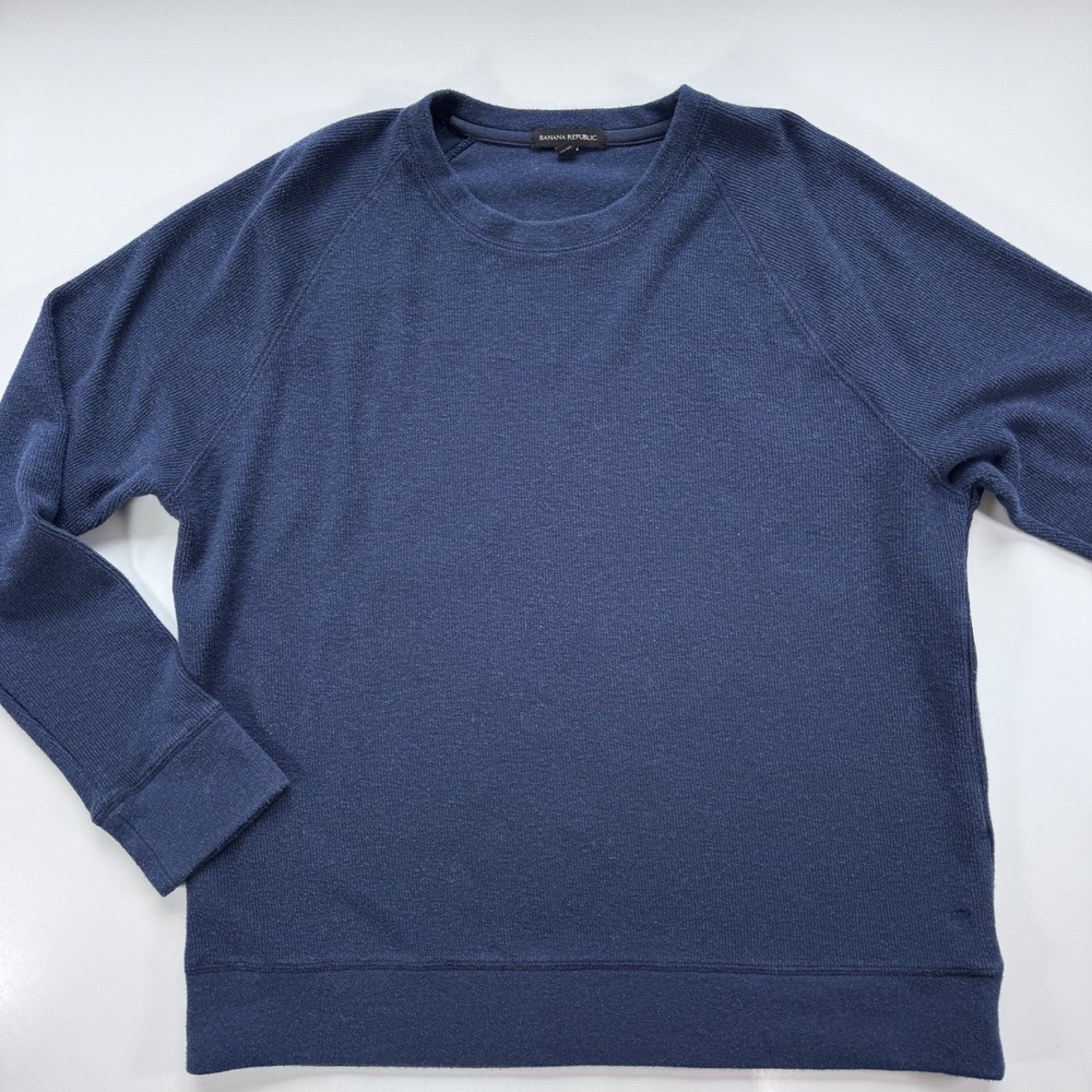 BANANA REPUBLIC‎ Ribbed Sweatshirt Crew Neck Mens XL Blue Soft